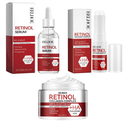 Retinol Wrinkle Remover Face Set Instant Firming Lifting Anti-Aging Serum Fade Fine Lines Whitening Korean Skin Care Products