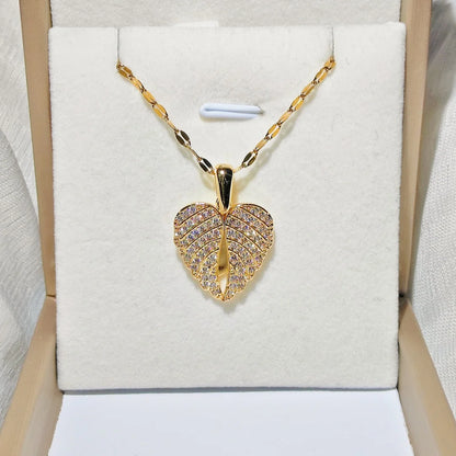 New Arrival Copper Micro-inlaid Zircon Angel Wing Heart Pendant Necklace