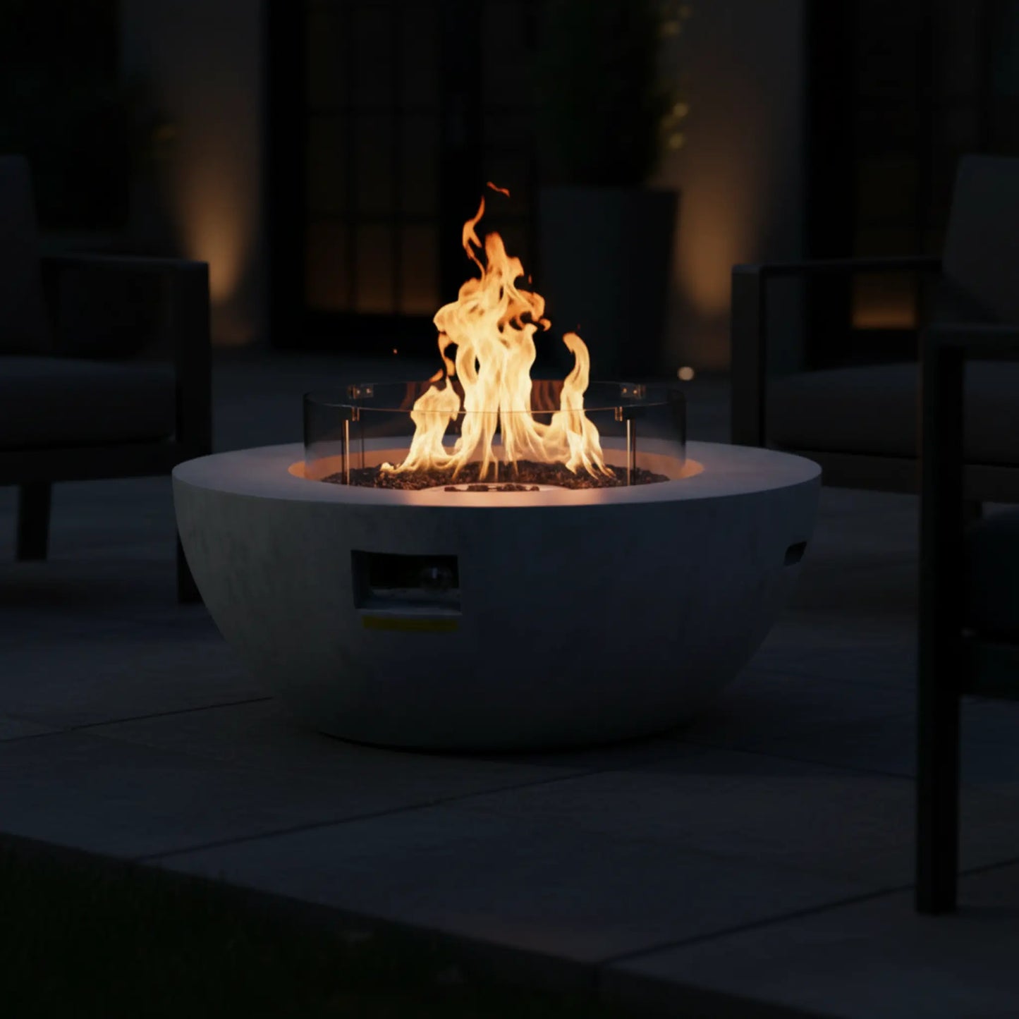 Outdoor Gas Fire Pit Built for Year-Round Gatherings, 50000 BTU Propane Burner, Concrete Construction
