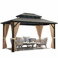 Hardtop Gazebo Built for Year-Round Use, 12x10 Aluminum Frame, Polycarbonate Double Roof, Mosquito Netting