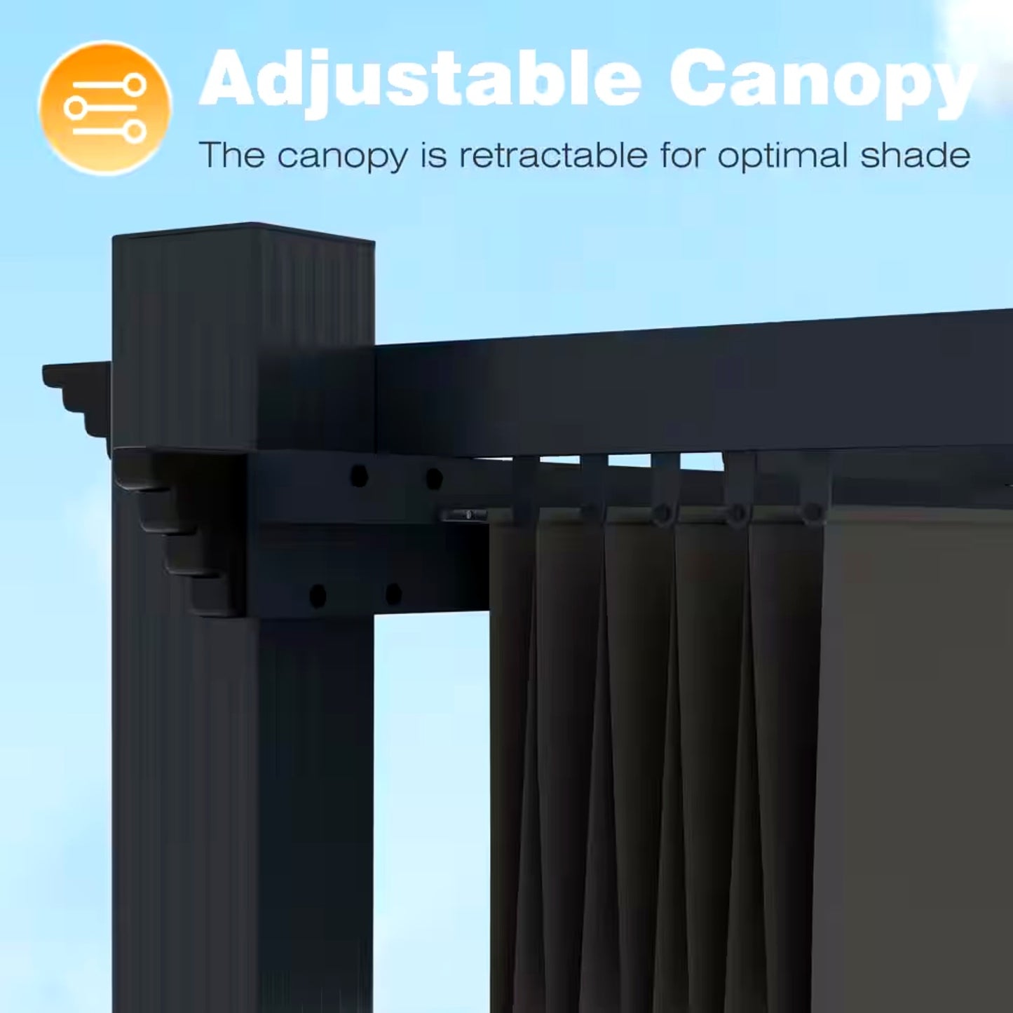 Aluminum Pergola Built for Year-Round Outdoor Living, 16x12 Ft Coverage, Dark Gray Retractable Canopy, 192 Sq Ft